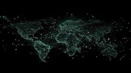 Interconnected dots and lines forming an abstract representation of global communication.