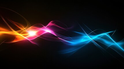 Multicolored geometric light shapes blending into a smooth, dark background, creating an abstract look.