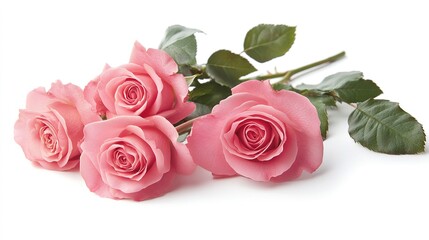 Fototapeta premium Pink rose arrangement with subtle shadows on white