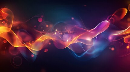 Obraz premium Multicolored geometric light shapes blending into a smooth, dark background, creating an abstract look.