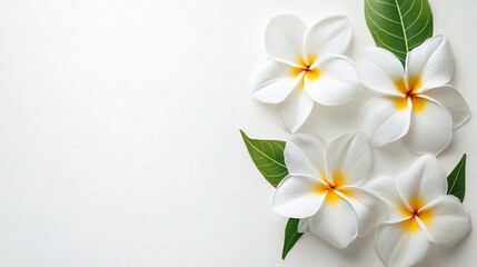 Minimalist tropical flower design on a clean white background