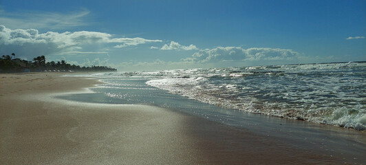 beautiful beach on the Brazilian coast with exuberant colors and paradisiacal landscape 