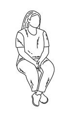 Plump chubby young woman sits, love your body