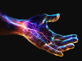  Glowing Neural Pathways in Hand Illustration