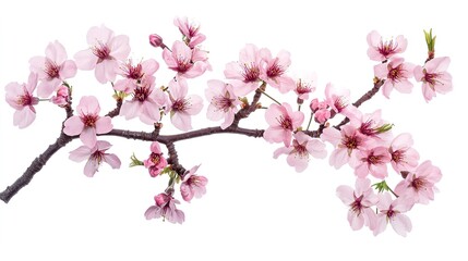 Fototapeta premium Cherry blossoms elegantly isolated on a white background