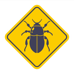 This black vector beetle icon is a stylized silhouette of a beetle. showing its distinct body shape and antennae.