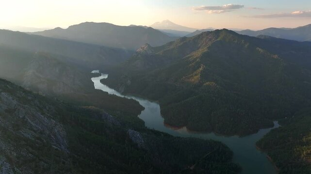 Shasta Lake - Full Lake in Summer at Dusk Looking North