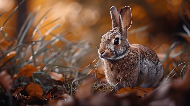 A glance of a brown bunny in action as hunting organisms