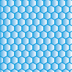 Honeycomb pattern vector illustration. Colorful blue color hexagon honey comb pattern. Blue geometric trendy hexagons pattern design. Futuristic technology sci-fi design texture.