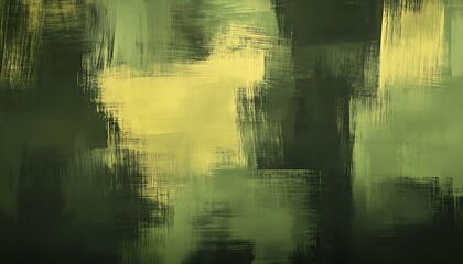 Brush painted background in dark khaki, olive drab and yellow green