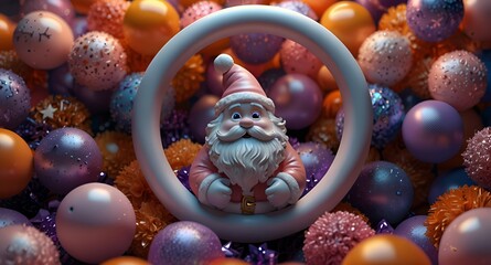 Santa claus with christmas gifts balls