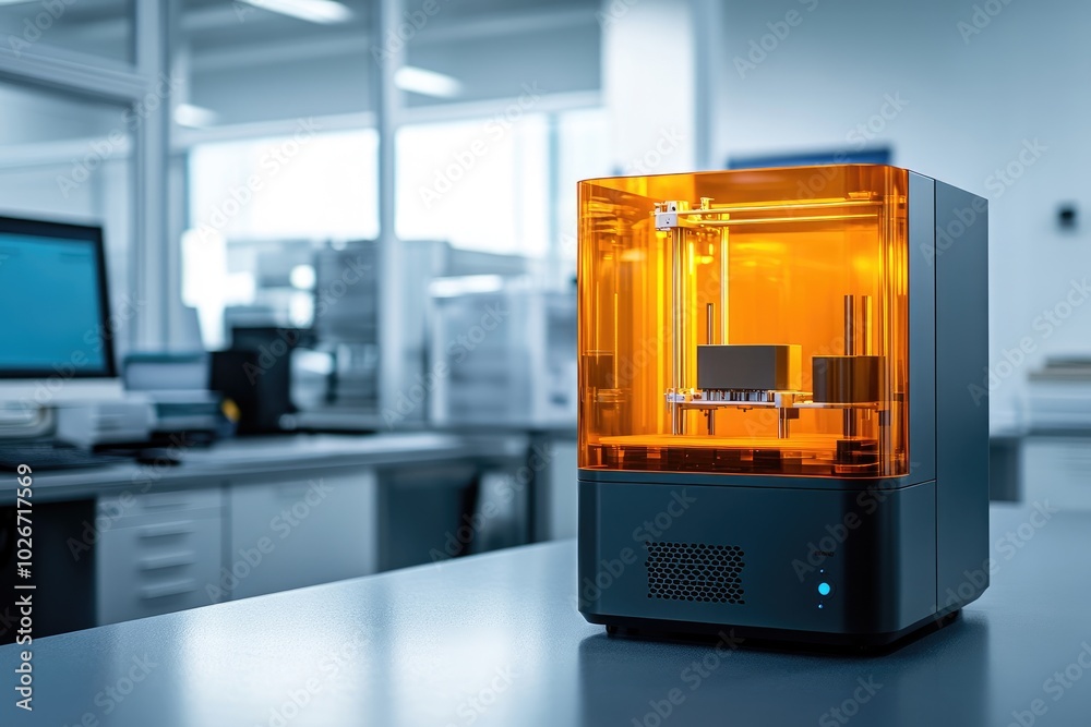 Aufkleber modern 3d printer creating a prototype in a research laboratory