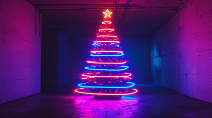 Neon christmas tree