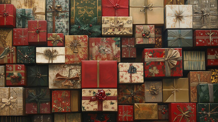 Texture of wrapped gifts