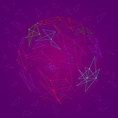 Abstract globe of lines and dots, connection structure, technology background