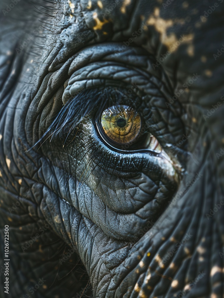 Poster this striking close-up captures the unique texture of an elephant's skin and the mesmerizing depth o