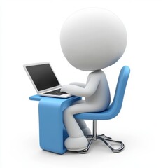 modern desk with laptop	
