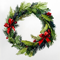 Watercolor of a holiday wreath