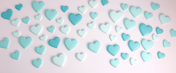 Romantic Hearts with Glossy and Semi-Transparent Textures