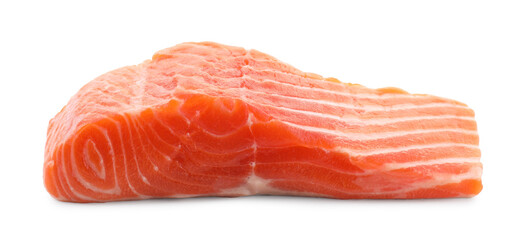 Piece of fresh salmon isolated on white
