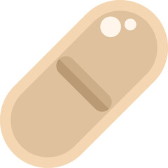 Light brown oval pill lying on its side, with a score mark in the middle, on a white background