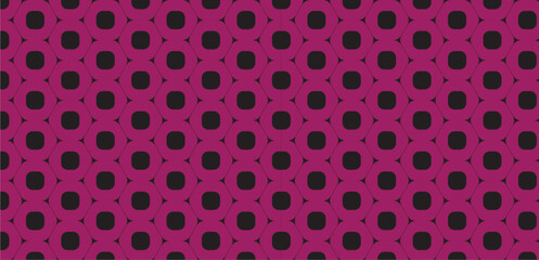 Geometric Pattern with Repeating Pink and Black Hexagonal Shapes, Featuring a Bold and Modern Design with Symmetrical, Retro-Inspired Elements