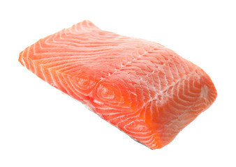 Piece of fresh salmon isolated on white