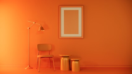 orange room with chair set