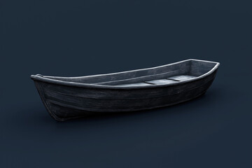 Dinghy Icon in 2D: Bobbing Charcoal on a Midnight Background - Serene Watercraft Image
