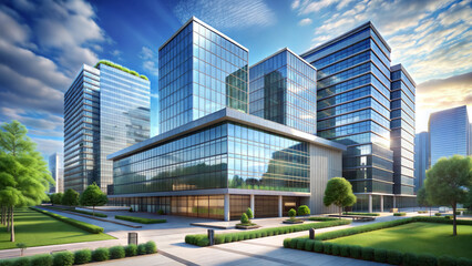 Obraz premium Model of a modern business center, business concept