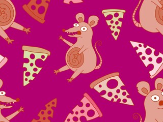 Christmas animals seamless mouse pattern for wrapping paper and fabrics