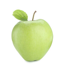 One ripe green apple isolated on white