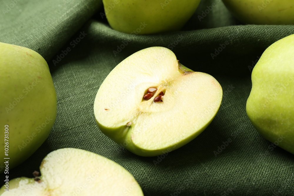 Sticker Fresh ripe apples on table, closeup view