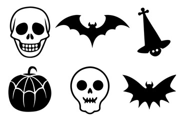  Halloween skull and other Elements royalty realistic outline vector icon 