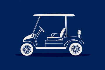 Golf Cart Icon in 2D: Departing Mint on Royal Blue - Exclusive Golf Club Scene