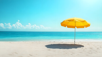 Vibrant Yellow Beach Umbrella on a Sunny Day in Paradise