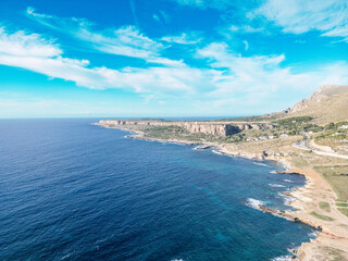 Aerial View of Macari Beach and Cliffs, Sicily

