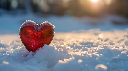 Fototapeta premium A valentine day decoration in the snow drift