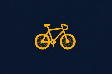 Bike Icon in 2D: Departing Yellow on a Navy Backdrop - Vibrant Cycling Experience