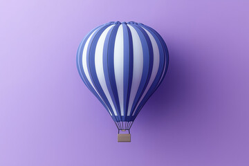 Obraz premium Hot Air Balloon Icon in 2D: Ascending Indigo on a Cloudy Silver Background