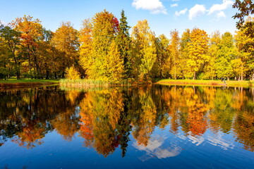 Alexander park in autumn, Pushkin (Tsarskoe Selo), St. Petersburg, Russia