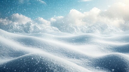 Crisp white snow forms drifts, creating a wintry backdrop perfect for a winter theme or background.