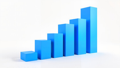 Vibrant blue bar graph showing growth trend against a white background