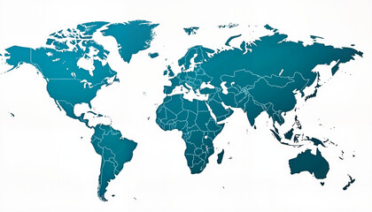 Fototapeta premium Modern teal world map with data on a white background