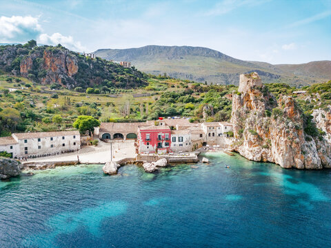 Aerial View of Faraglioni and Tonnara di Scopello, Sicily