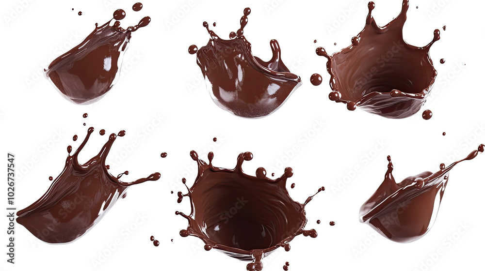Poster chocolate milk splashes creating dynamic patterns in the air generative ai