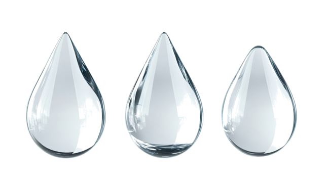 Clear Water Drops Reflecting Light in a Minimalist Arrangement Generative AI