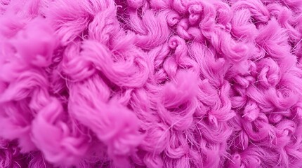 Close-up of vibrant pink textured fabric showcasing curly fibers and a soft appearance