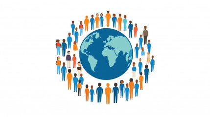 Diverse People Surrounding a Globe Representing Global Unity