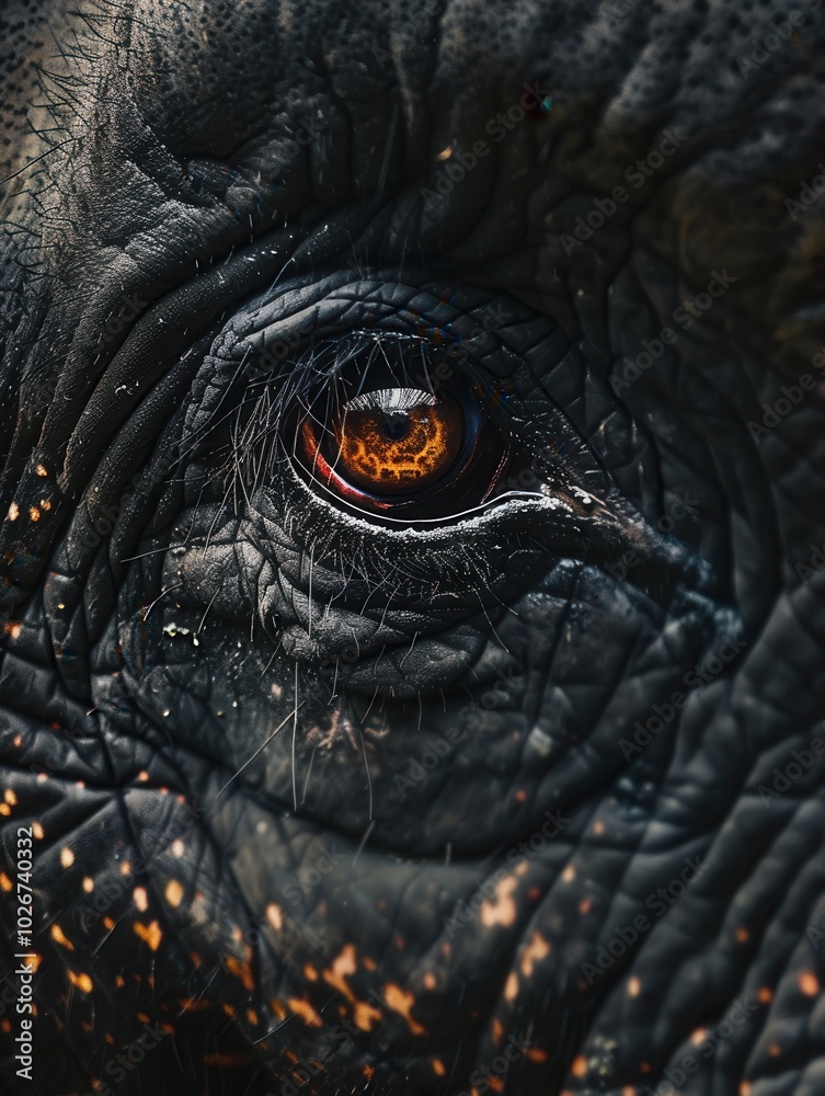 Aufkleber the striking close-up reveals the rich texture of an elephant's skin around its eye, emphasizing its